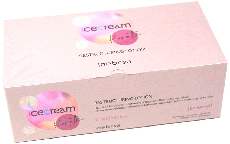 Лосьон для сухих и химически обработанных волос - Inebrya Keratin Ice Cream Keratin Restructuring Lotion