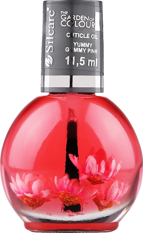 Олія для нігтів і кутикули з пензликом, з квітами - Silcare Olive Yummy Gummy Pink Cuticle Oil — фото N1
