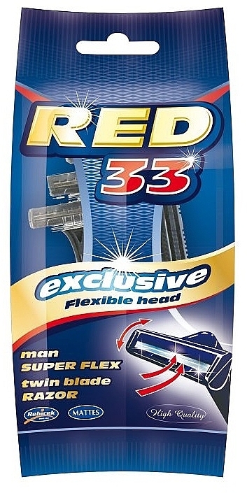 Одноразова бритва для чоловіків, 5 шт. - Mattes Red 33 Exclusive — фото N1