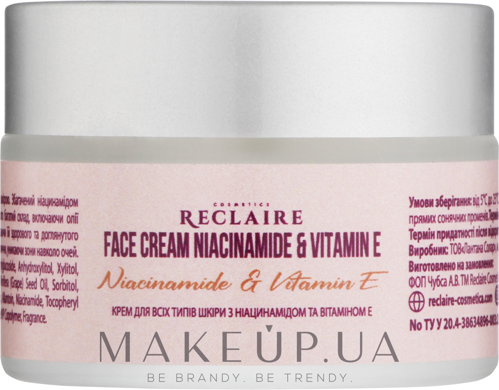 Крем для всех типов кожи с ниацинамидом и витамином Е - Reclaire Face Cream — фото 30ml