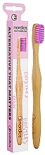 Парфумерія, косметика Бамбукова зубна щітка, середньої жорсткості, з рожевою щетиною - Nordics Bamboo Toothbrush Pink Bristles