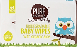 Парфумерія, косметика Вологі серветки з алое, 64 шт - Pure Beginnings Biodegradable Aloe Baby Wipes