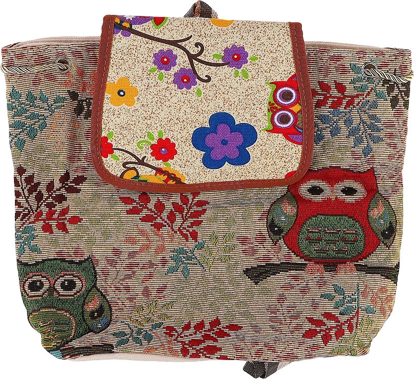 Рюкзак-мішок із тканини CS10988S, з принтом 2 сови, кольоровий - Cosmo Shop — фото N1