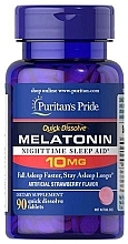 Харчова добавка "Мелатонін", полуничний смак - Puritan's Pride Quick Dissolve Melatonin 10mg Strawberry — фото N1