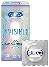 Презервативы латексные с силиконовой смазкой "Ультратонкие" с дополнительной смазкой, 10 шт. - Durex Invisible Extra Lube — фото N1