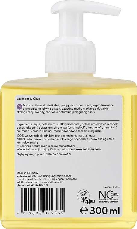 Жидкое мыло "Lavender-Olive" успокаивающее - Sodasan Liquid Lavender-Olive Soap — фото N4