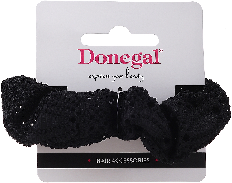 Резинка для волосся, FA-5608, чорна мереживна - Donegal — фото N1