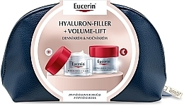 Духи, Парфюмерия, косметика Набор - Eucerin Hyaluron-Filler +Volume Lift Skin Care 2023 (day/cr/50ml + night/cr/50ml + pouch)