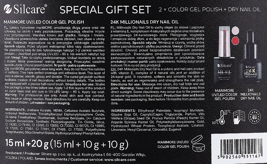 Silcare More Mani Special Gift Set (n/oil/15ml + gel/polish/2x10g) - Набір — фото N2