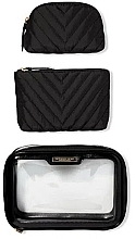 Косметичка 3в1, черная - Victoria's Secret 3-Piece Makeup Bag Iconic Stripe — фото N3