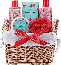 Духи, Парфюмерия, косметика Набор в корзине, 5 продуктов "Малина" - Aurora Fruit Love Raspberry