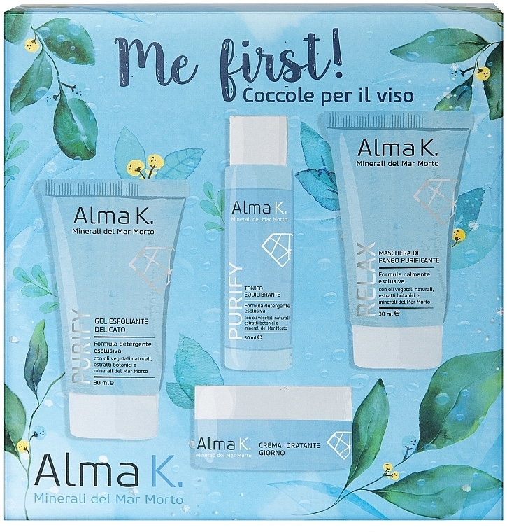 Набор ухода за лицом "Сначала Я!" - Alma K Me First Face Care Kit (gel/30ml + toner/15ml + cr/15ml + mask/30ml) — фото N1