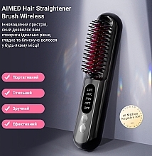 Бездротова щітка-вирівнювач для волосся, чорна - Aimed Hair Straightener Brush Wireless — фото N5