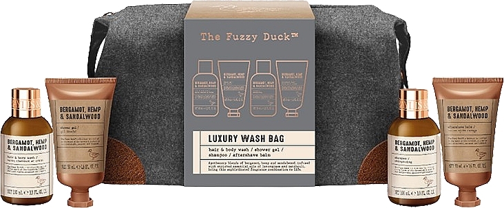 Набор, 5 продуктов - Baylis & Harding The Fuzzy Duck Bergamot Hemp & Sandalwood Men's Luxury Wash Bag Gift Set — фото N1