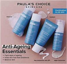 Парфумерія, косметика Paula's Choice Anti-Aging Essentials Combination To Oily Skin Set (f/gel/30ml + f/fluid/15ml + f/tonic/30ml + f/cr/10ml) - Набір