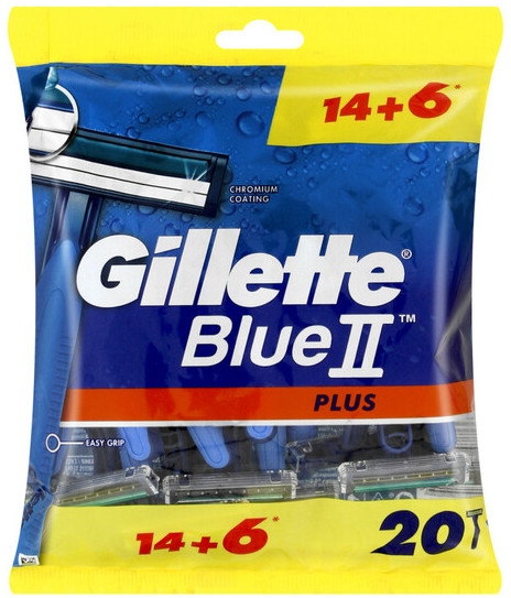Набор одноразовых станков для бритья, 14+6 шт. - Gillette Blue II — фото N1