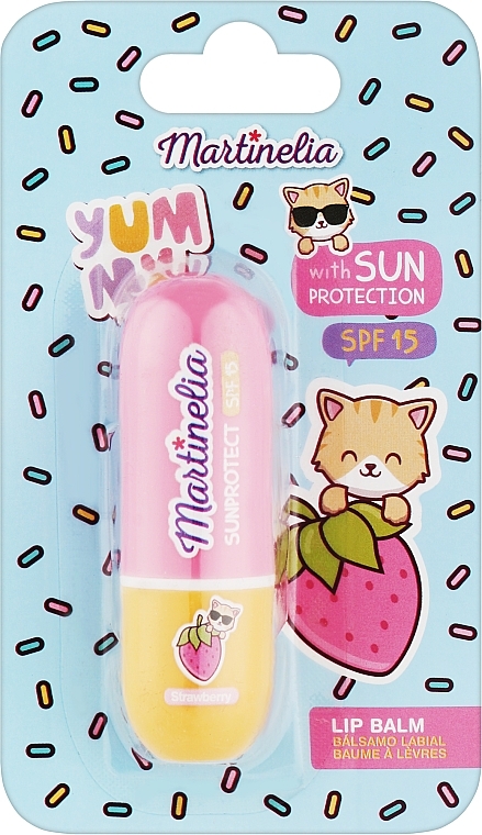 Бальзам для губ со вкусом клубники - Martinelia Yummy Lip Balm Sun Protect SPF15 — фото N1