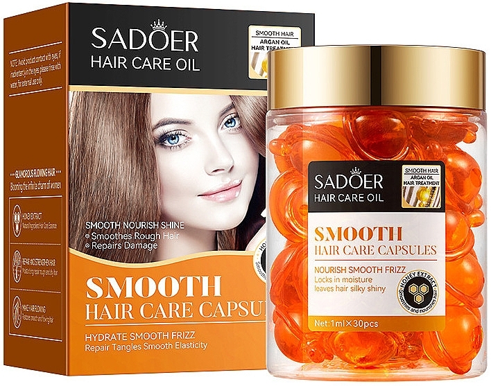 Капсули з аргановою олією та медом - Sadoer Argan Oil Honey Smooth Hair Care Capsules — фото N1