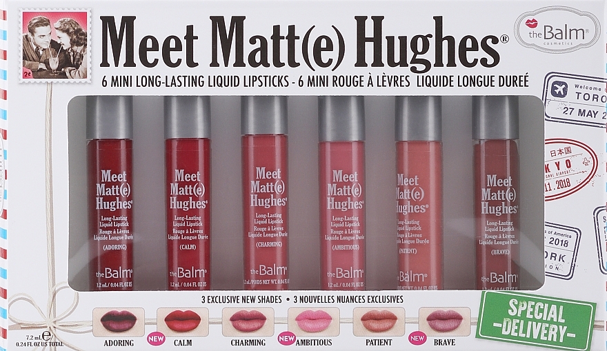 Набір рідких матових помад - TheBalm Meet Matt(e) Hughes® Special Delivery (lipstick/6x1,2ml) — фото N1