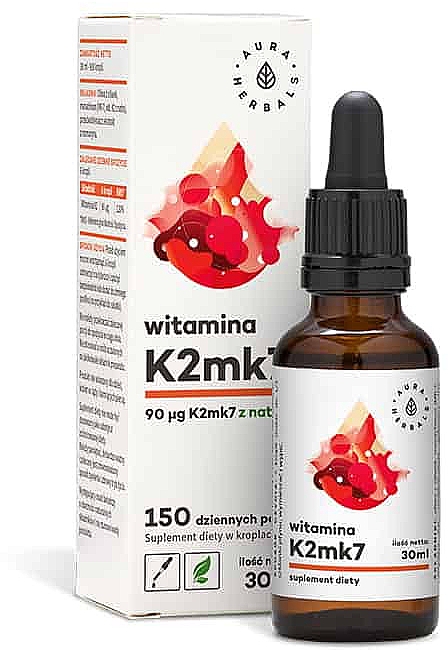 Диетическая добавка "Витамин K2 MK7 90 mcg" - Aura Herbals Vitamin K2 MK7 90 mcg — фото N1