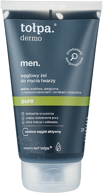 Гель для умывания с углем - Tołpa Dermo Men Pure Charcoal Face Wash Gel — фото N1