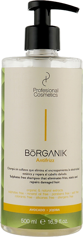 Шампунь для в'юнкого волосся - Profesional Cosmetics Borganik Antifrizz Shampoo — фото N1