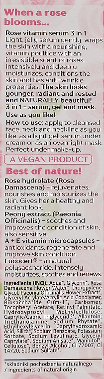 Витаминная сыворотка 3в1 для лица, шеи и зоны декольте - Floslek Rose For Skin Rose Gardens Rose Vitamin Serum 3 in 1 — фото N3