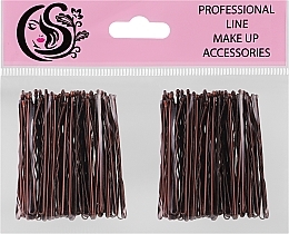 Парфумерія, косметика Невидимки для волосся хвилясті з двома кульками металеві 55 мм, коричневі - Cosmo Shop