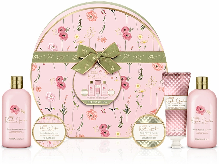 Набір, 5 продуктів - Baylis & Harding Royale Garden Rose, Poppy & Vanilla Luxury Hat Box Gift Set — фото N1