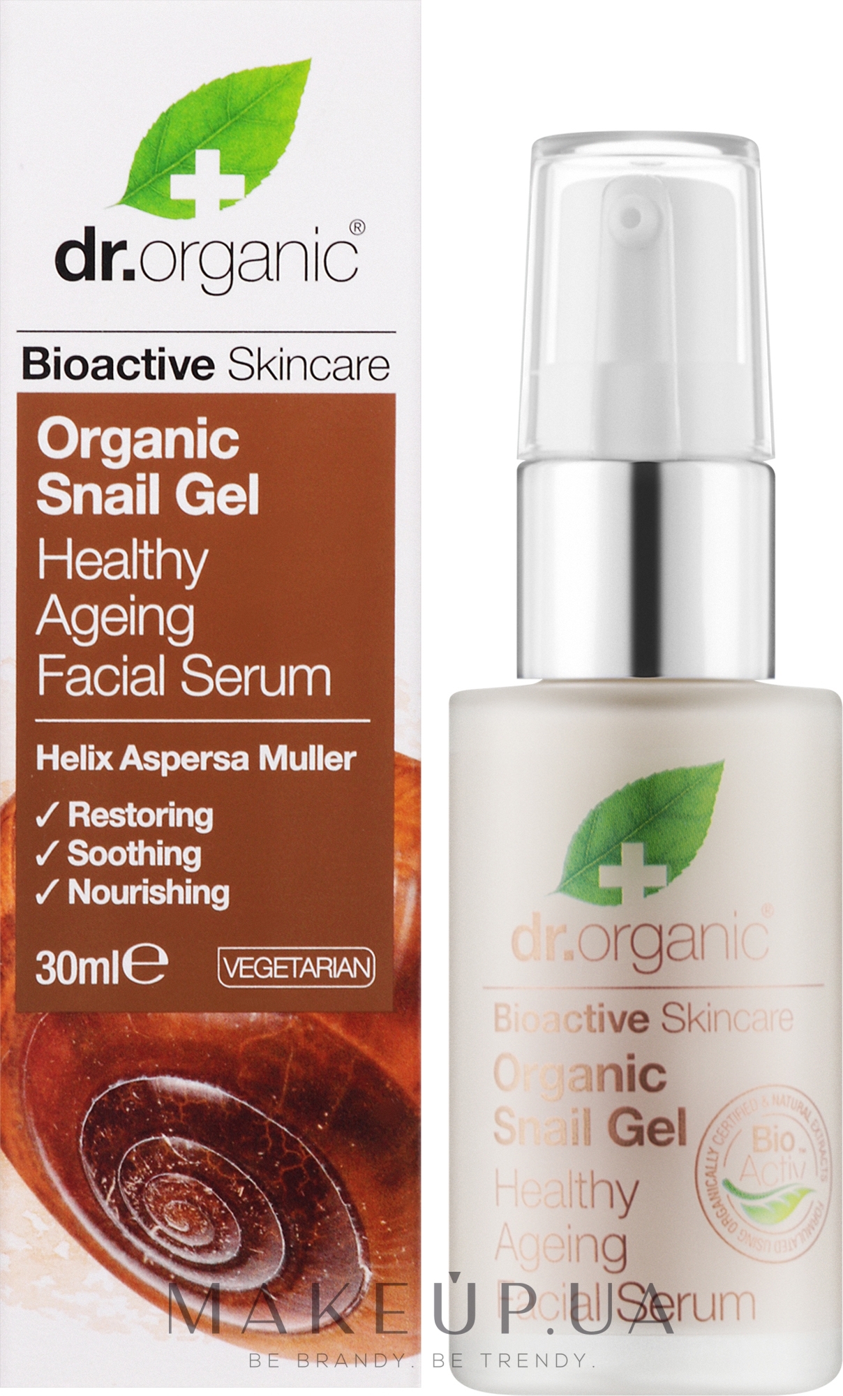 Сироватка для обличчя, з екстрактом секрету равлика - Dr. Organic Bioactive Skincare Snail Gel Facial Serum — фото 30ml