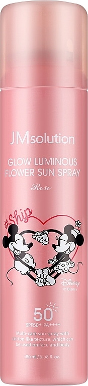 Солнцезащитный спрей с розой - JMsolution Glow Luminous Flower Sun Spray Disney Heart SPF50+ PA++++ — фото N1