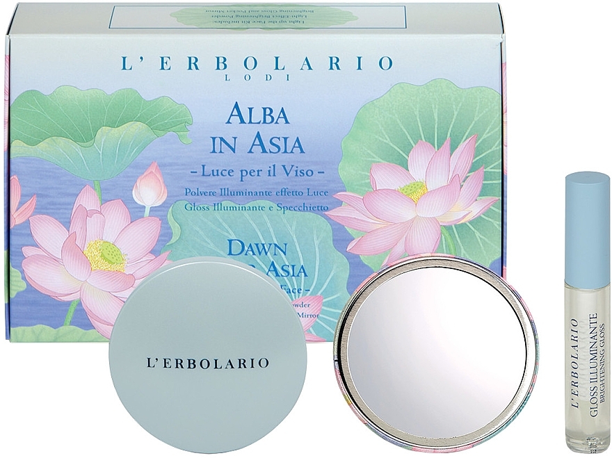 L'Erbolario Alba in Asia - Набор (powder/8.5g + lip/gloss/7.5ml + mirror) — фото N1
