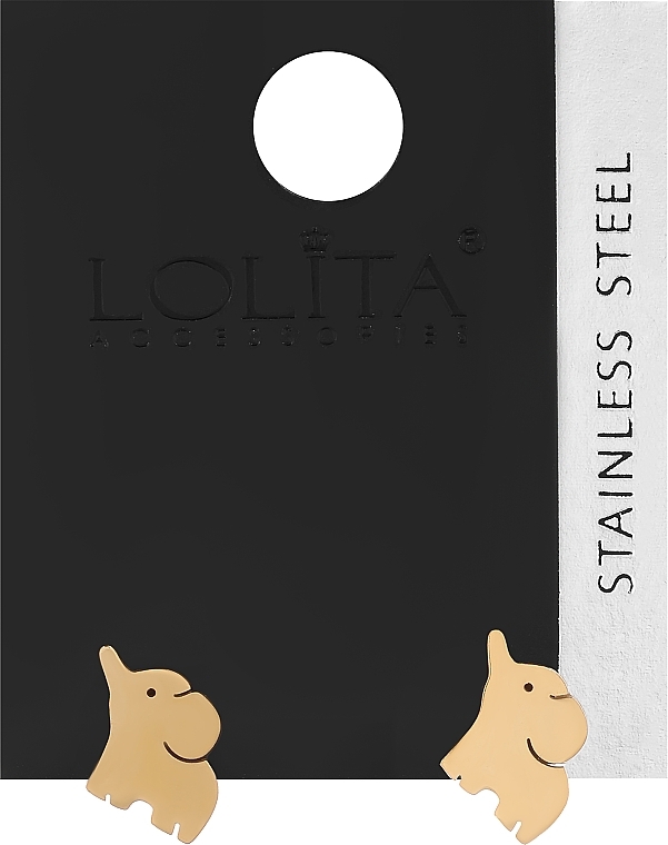 Серьги женские, слоники, золотистые - Lolita Accessories — фото N1