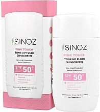 Солнцезащитный крем для лица с SPF50+ - Sinoz Pink Touch Tone Up Fluid Sunscreen SPF50+ / PA++++ — фото N1