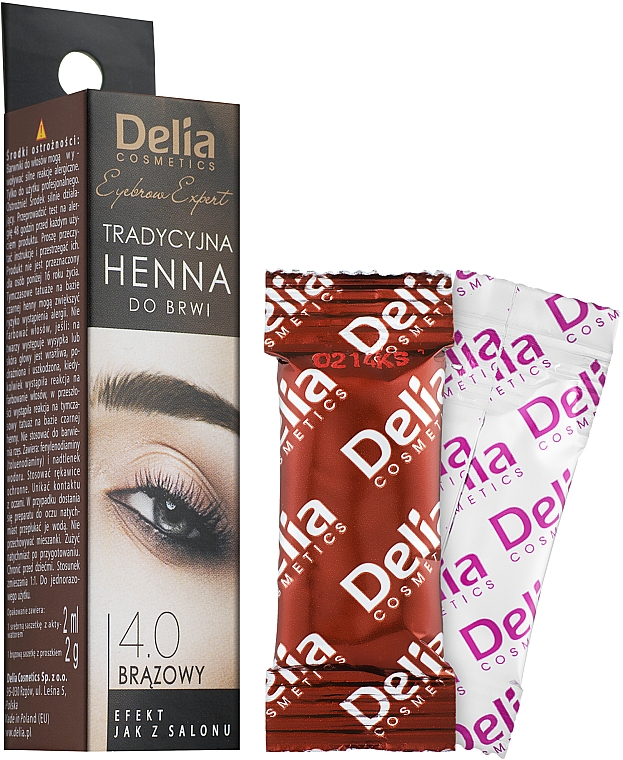 Краска для бровей в порошке, коричневая - Delia Brow Dye Henna Traditional Brown