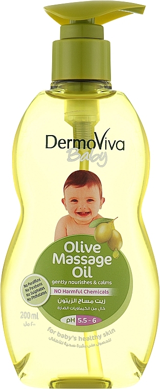 Детское массажное масло с оливковым маслом - Dabur DermoViva Baby Olive Massage Oil — фото N1