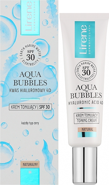 Тонирующий солнцезащитный крем для лица - Lirene Aqua Bubbles Toning Cream SPF 30 — фото N2