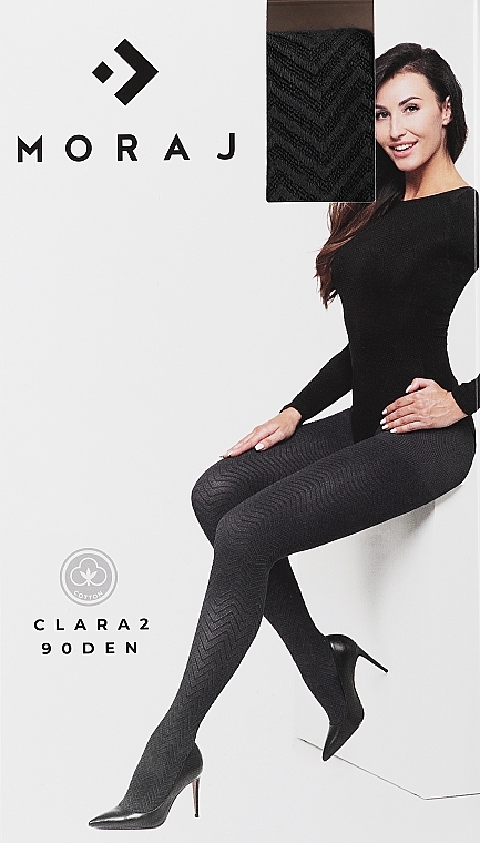 Колготки жіночі з малюнком "Clara 2", 90 DEN, nero - Moraj — фото N1