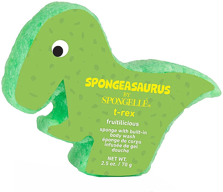 Детская пенная многоразовая губка для душа "Ти-Рекс" - Spongelle Spongeasaurus T-Rex Body Wash Infused Buffer — фото N2