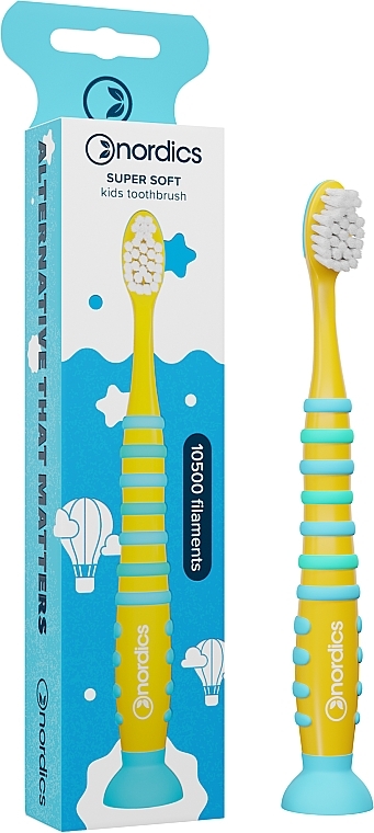 Дитяча зубна щітка "Ракета", жовта із зеленим - Nordics Super Soft Kids Toothbrush 10500 — фото N1