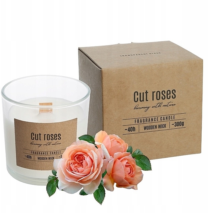 Ароматическая свеча с деревянным фитилем, в круглом стакане - Bispol Fragrance Candle Cut Roses — фото N3