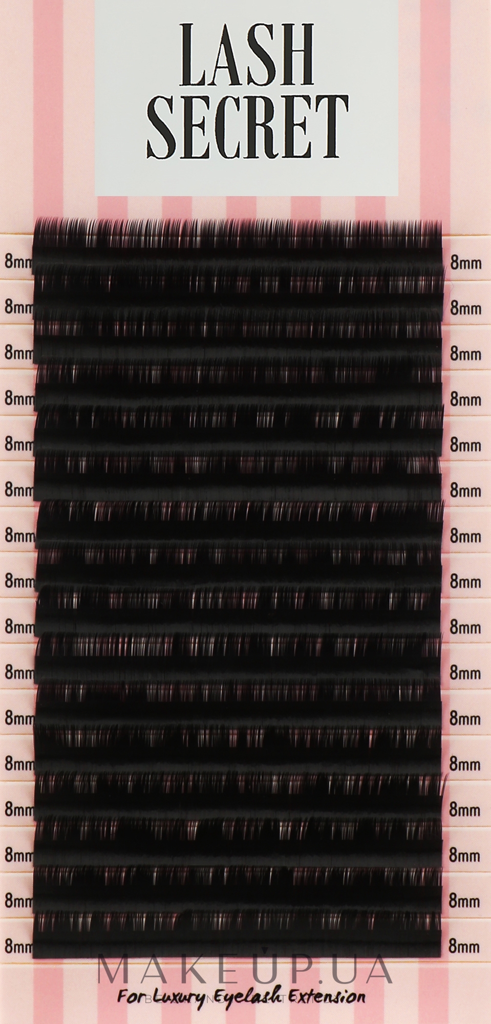 Накладные ресницы, черные, 16 линий (один размер, 0,05, C, 8) - Lash Secret — фото 1уп