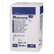 Компреси марлеві RTG, 17-ниткові, 8-шарові, нестерильні, 10х10 см, 100 шт. - Matopat Matocomp — фото N1