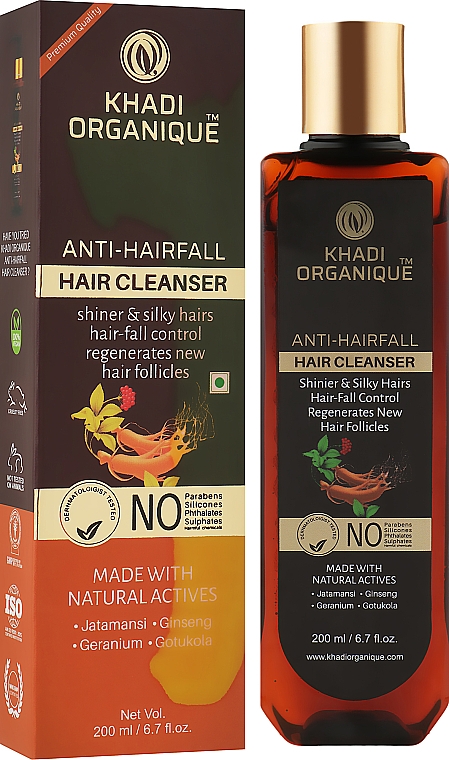 Натуральний аюрведичний шампунь від випадання та ламкості волосся без сульфатів - Khadi Organique Anti-HairFall Hair Cleanser — фото N2