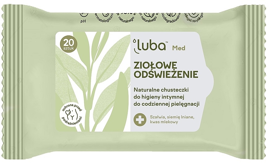 Серветки для інтимної гігієни для щоденного догляду - Luba Wipes Refreshing Natural Wipes — фото N1
