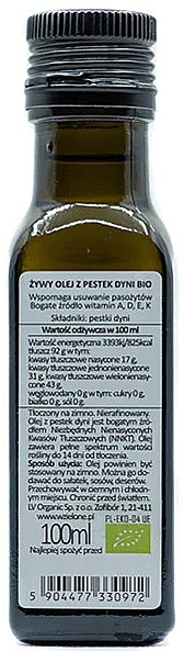 Масло тыквенное - LOV Organic Living Pumpkin Oil Cold Pressed — фото N2