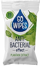 Влажные салфетки с экстрактом подорожника, 15 шт - Go Wipes Anti-Bacterial Effect Plantain Extract — фото N1