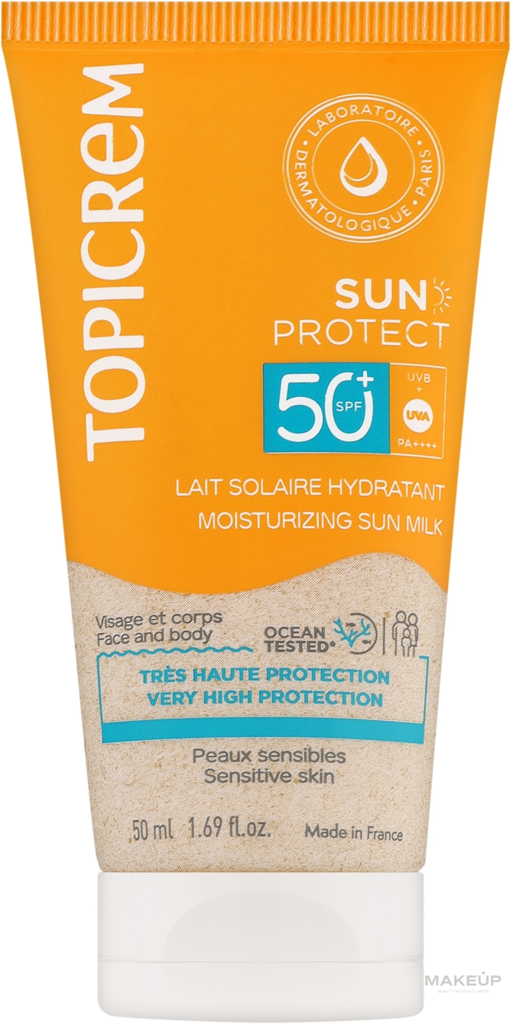 Зволожувальне сонцезахисне молочко для тіла з SPF50+ - Topicrem Sun Protect Moisturuzung Sun Milk — фото 50ml