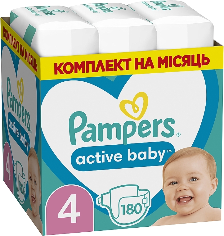 Подгузники Pampers Active Baby 4 (9-14 кг), 180шт - Pampers — фото N1