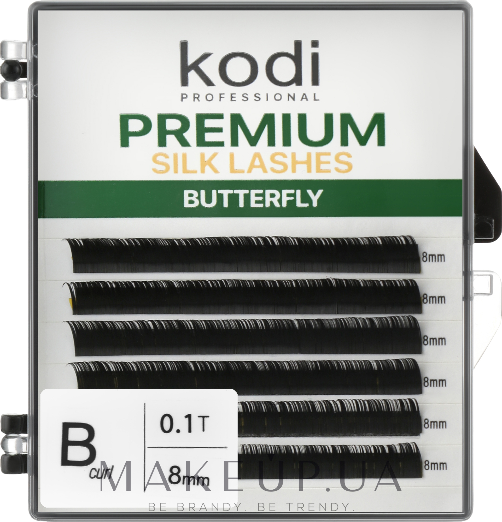 Накладные ресницы Butterfly Green B 0.10 (6 рядов: 8 мм) - Kodi Professional — фото 1уп